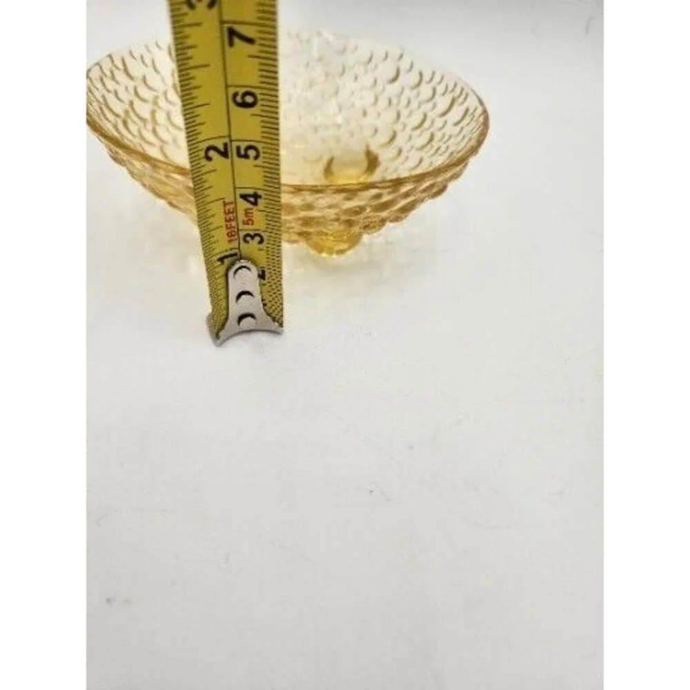 Vintage Bubble Pattern Amber‎ Yellow Footed Berry Candy Dish Bowl